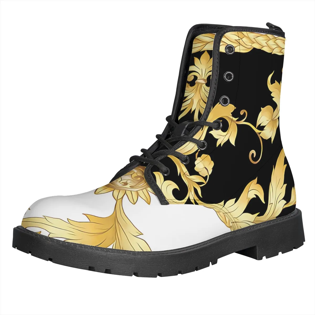 

Noisydesigns Fashion Brand Motorcycle Boots for Women Autumn 2021 Round Toe Ankle Boots Luxury Baroque Rococo Flower Print Boot