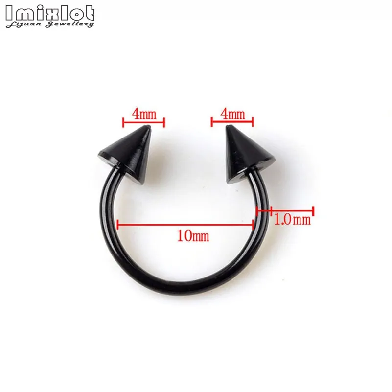 20pcs/lot Stainless Steel Nose Ring Piercing Horseshoe Spike Septum Piercing Eyebrow Tragus Helix Pircing Lip Piercing Nariz