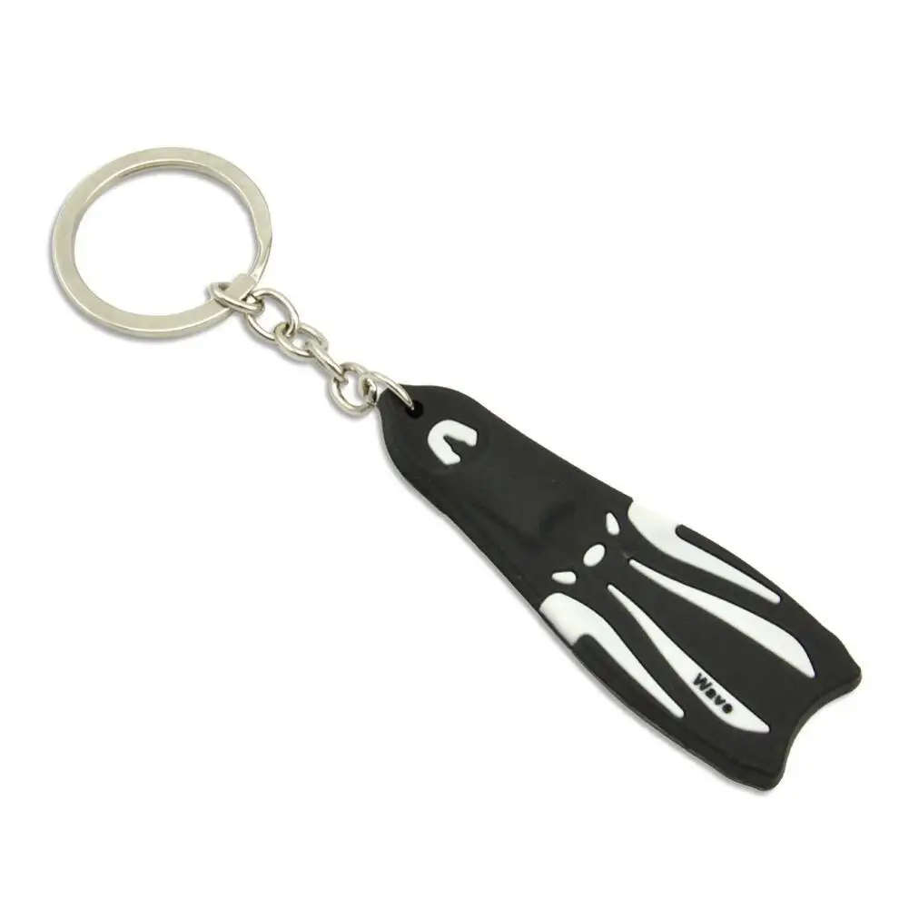 Key Ring Dive Fins Flippers Key Chain Holder Silicone Steel Keyring Keychain for Boat Kayak Surfing Sailing Diving Accessories