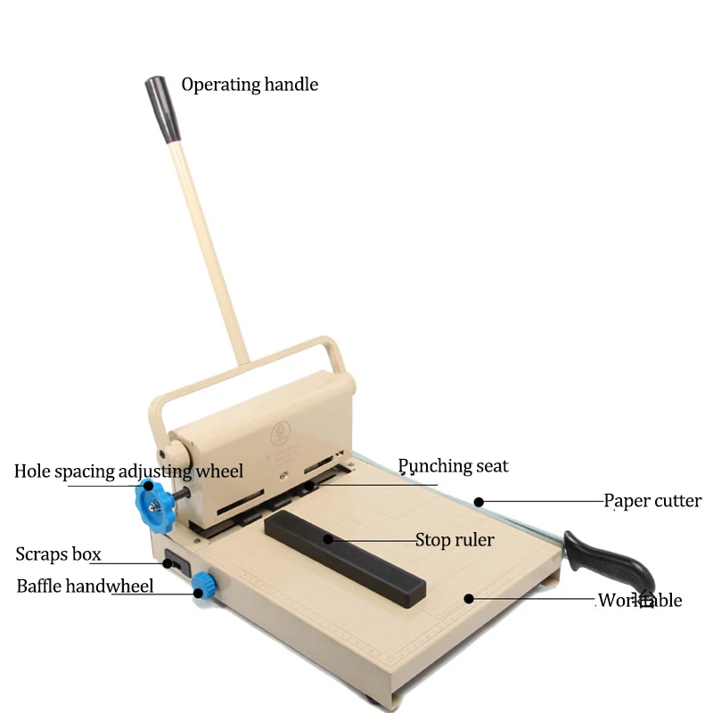Herramientas de oficina portátiles, cortadora de papel 210, máquina de corte de archivos, perforadora de acero de seguridad de precisión