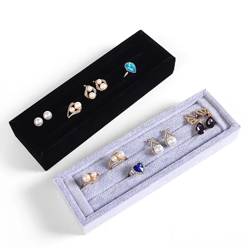 Velvet Ring Earrings Display Tray Slot Fashion Jewelry Cufflinks Organizer Holder Case Box Showcase Ring Earring Jewelry Display