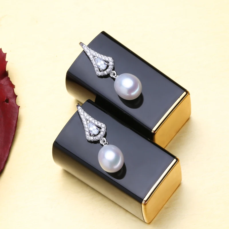 FENASY Natural Freshwater Pearl Earrings For Women Trendy 925 Sterling Silver Long Earrings Luxury Wedding Engagement  Jewelry image 3