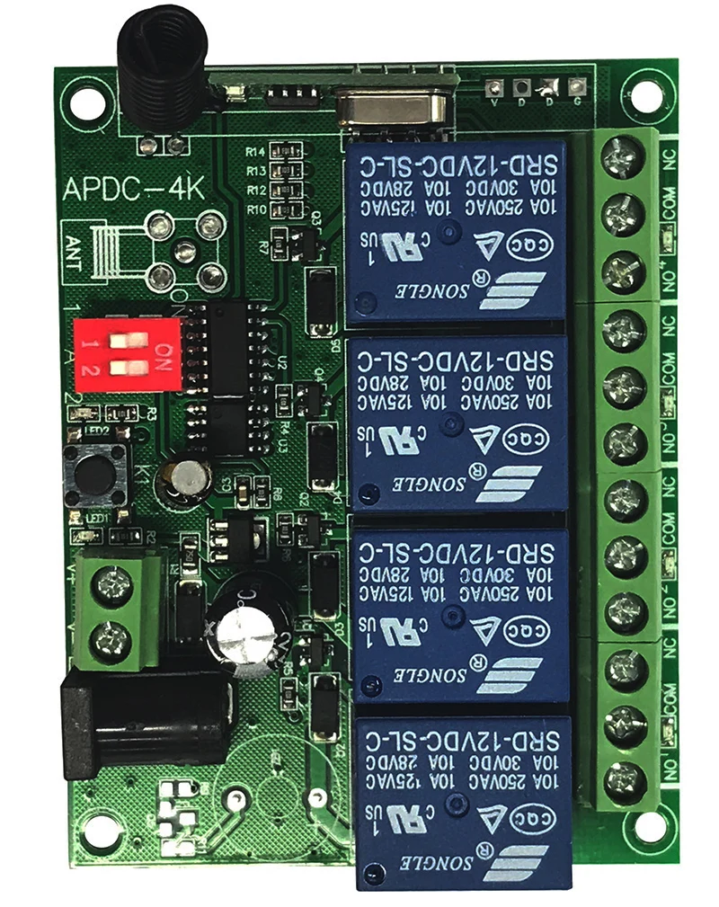 Inteligentne wiele DC 12V 24V 10A 433 MHz 4CH 4 CH 4 kanałowy przekaźnik bezprzewodowy RF pilot zdalnego sterowania odbiornik z przełącznikiem +