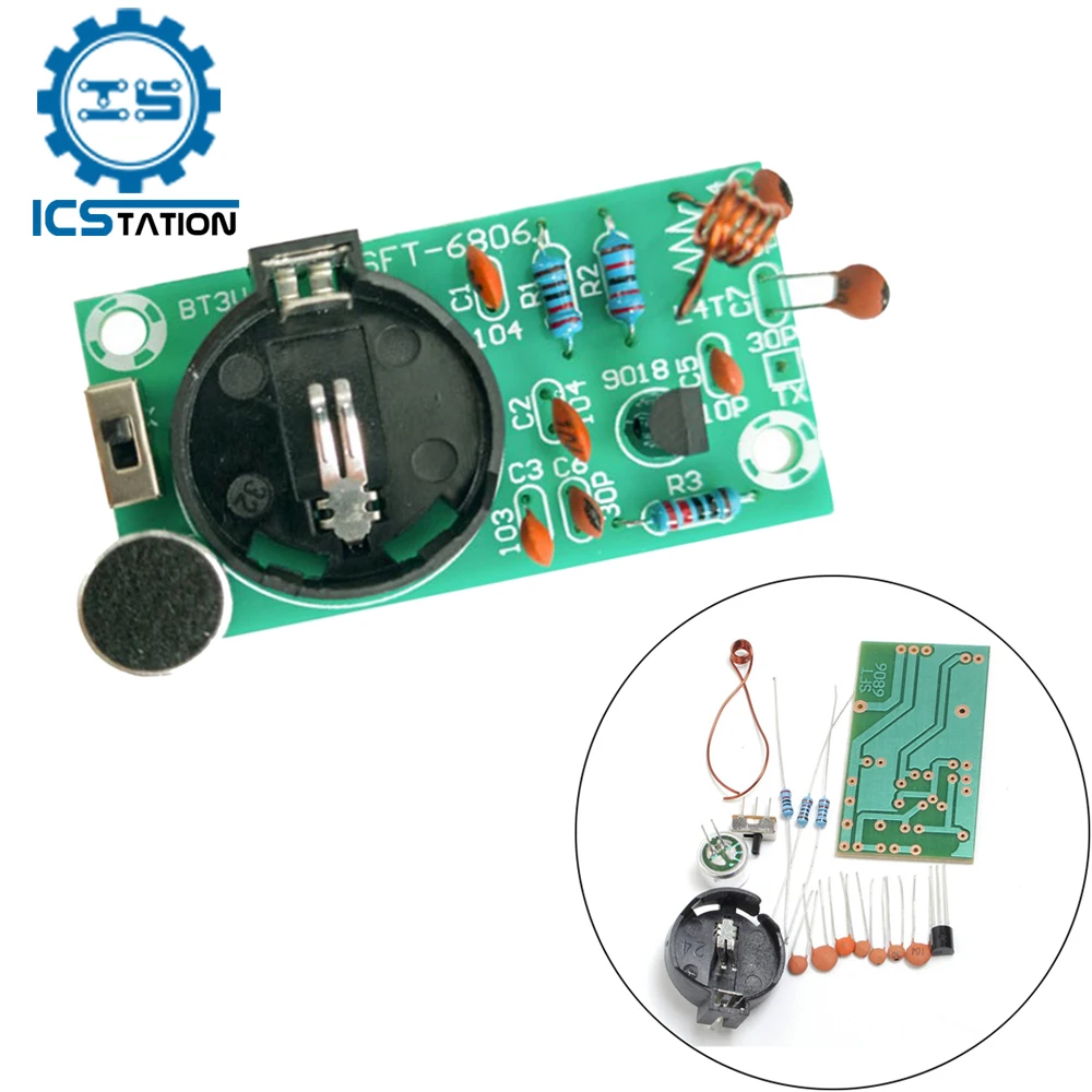 DIY Electronics Kit Soldering Kit FM Radio Kit With Microphone 88-108 MHz FM Frequency Modulation Wireless Receiver Board