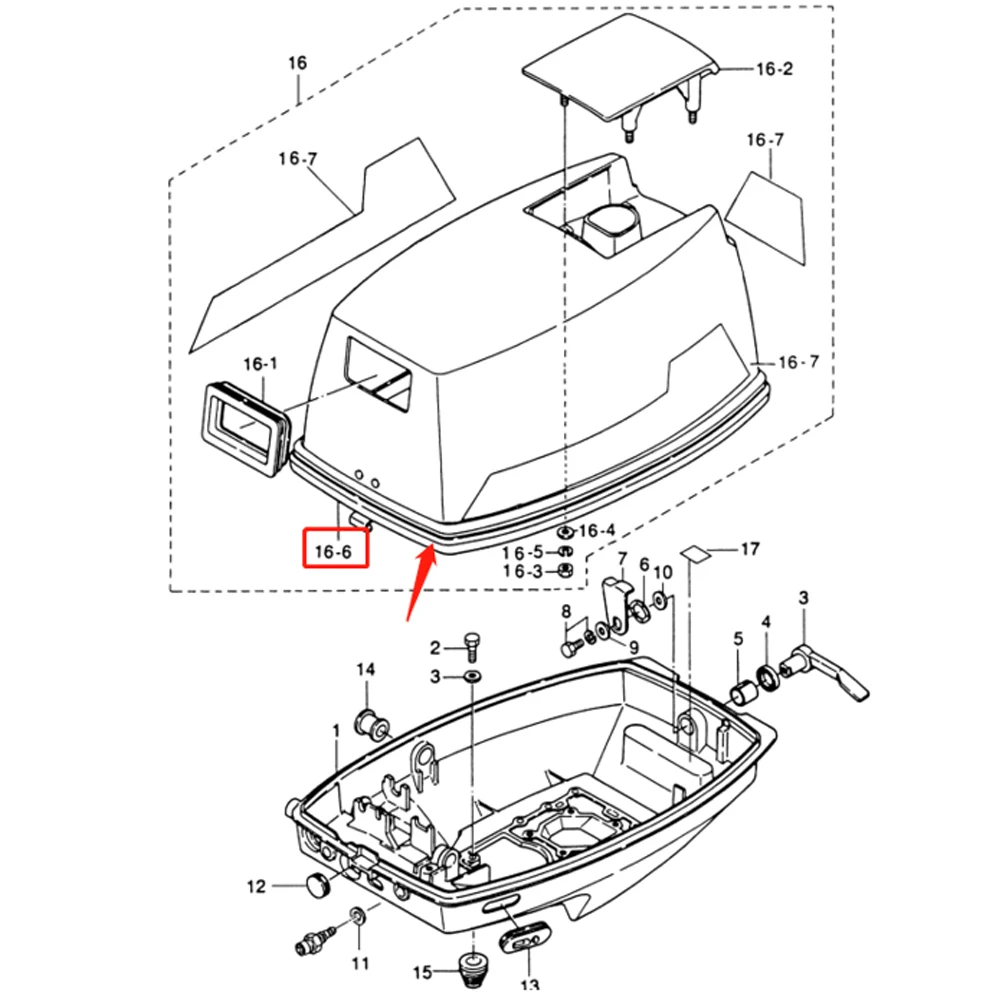 Selo de borracha para Tohatsu 2 Stroke, Peças do motor de fora, Anti-envelhecimento, Top Cowling, UV, Superior, 3F3-67501, 6, 8, 9.8HP