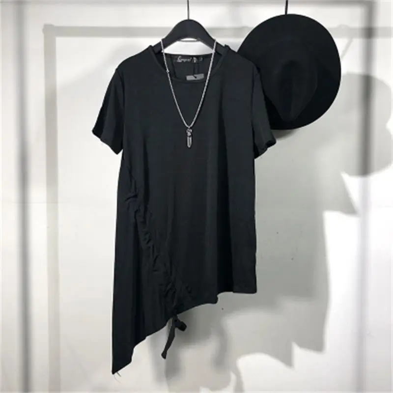 Original Summer Personality Dark Department Simple Asymmetric Long short-sleeved t-shirt Yuanshufeng Leisure Oblique Hem jacket