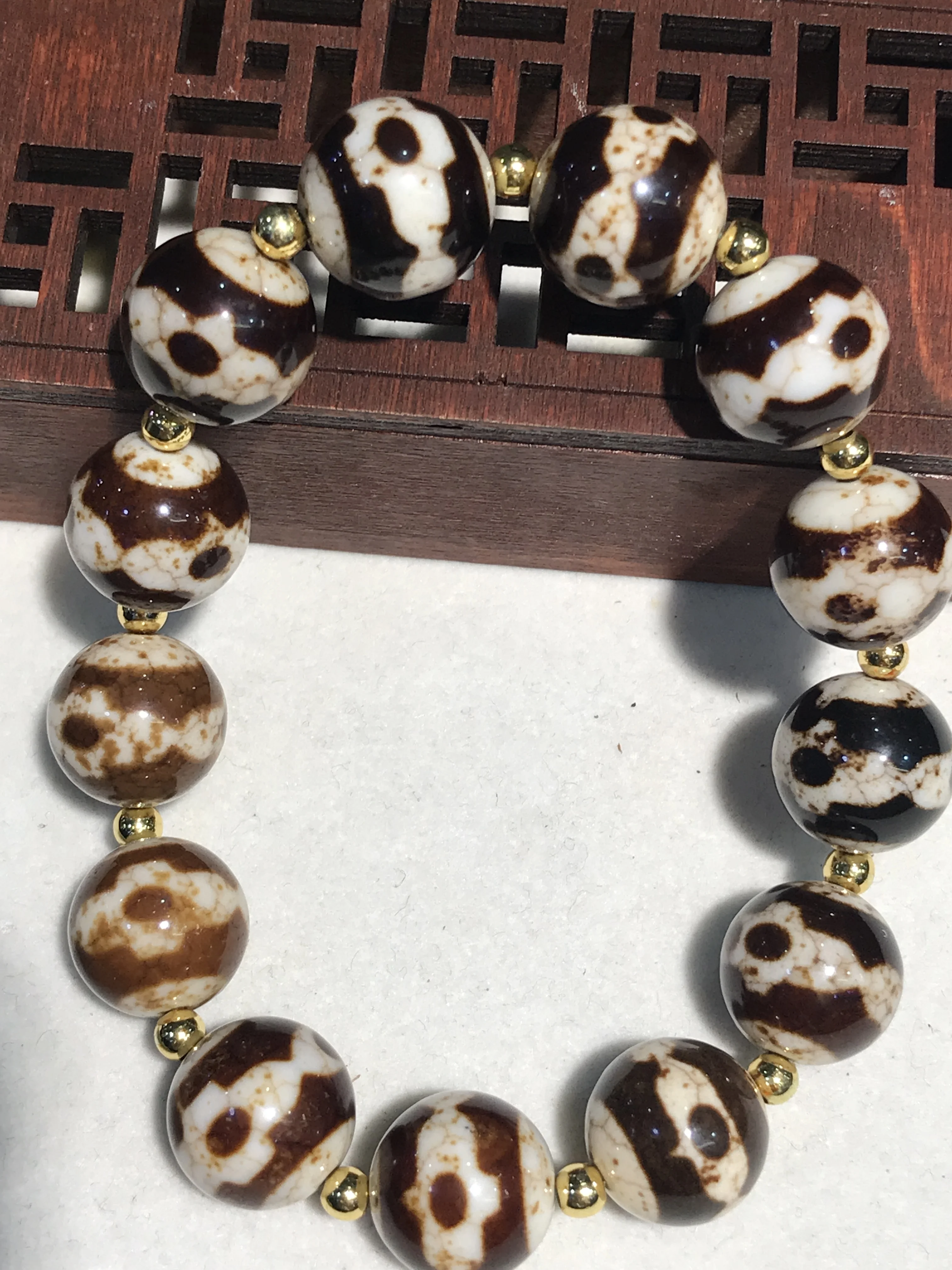 

No.210127B2 Energy Tibetan old Agate Honestly 3 Eye dZi Bead Bracelet Amulet LKbrother Saurces