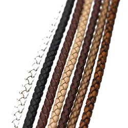 1/2meters/Pack Round Braided Genuine Leather Cords 3/4/5/6mm Vintage Leather String Cord For Leather Bracelet Jewelry Making