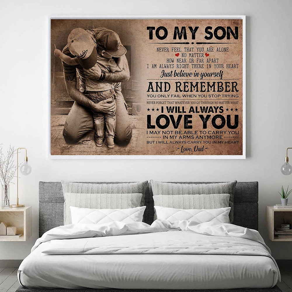 To My Son Daughter Canvas Poster I Want You To Believe Deep In Your Heart Quote Painting Nursery Kidroom Wall Prints Retro Decor