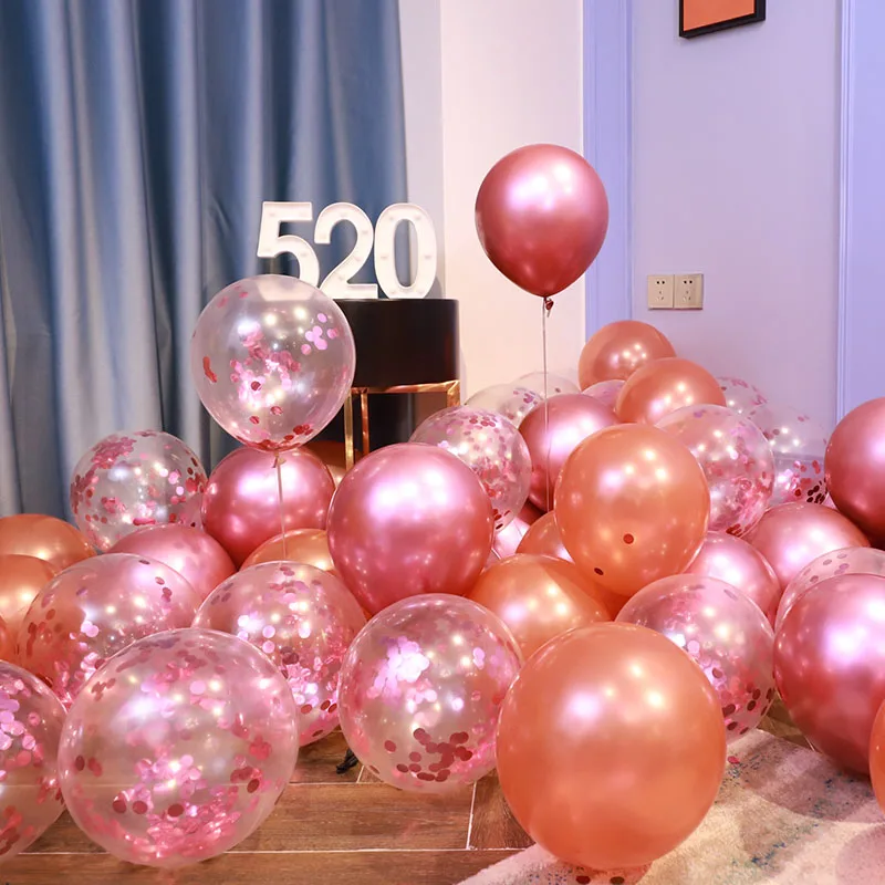 

100 Pieces Metal Balloons Pink Ballon Birthday Party Supplies Wedding Decoration Baby Shower Helium Balls air Confetti Balloon