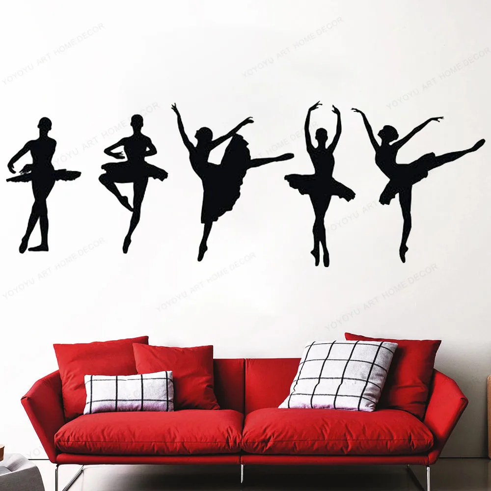 Ballet Dancer Vinyl wall Decal Ballerina wall sticker dancing removable wall art mural for girls room dance studio decor HJ463