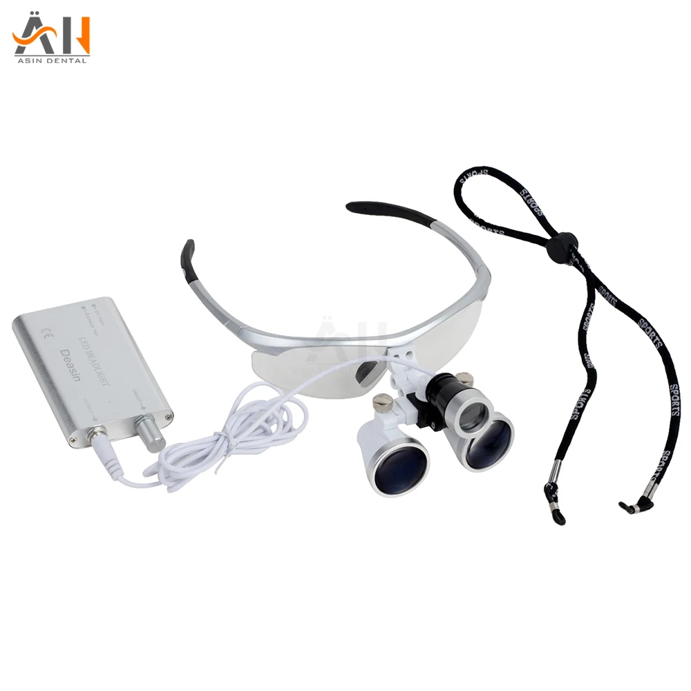 Dental Loupes with LED light 3.5x 3.5X Dental magnifier Optical Glass Surgical Loupes aluminium box