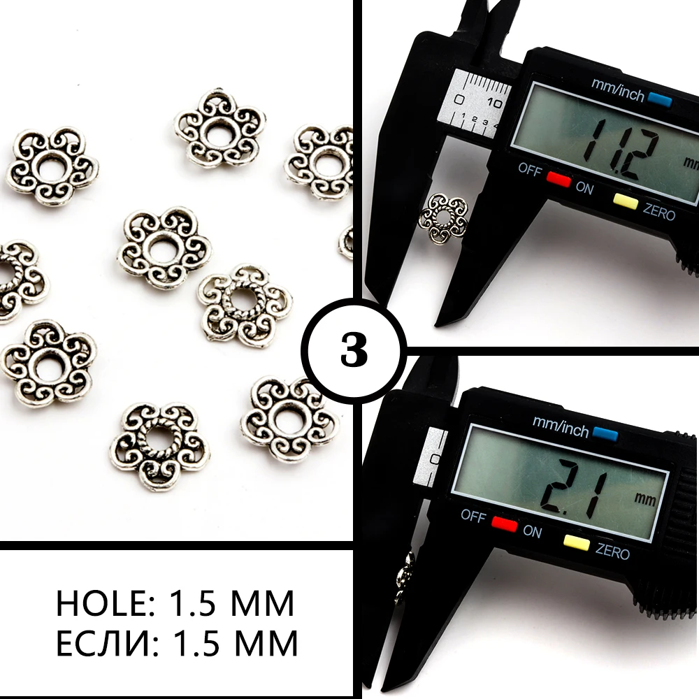 50 stücke Antike Kupfer Splitter Bronze Gold Runde Polygon Hohlen Form Metall Spacer Blume Perlen Kappen Für Schmuck Ketten, Der DIY – Detail 9