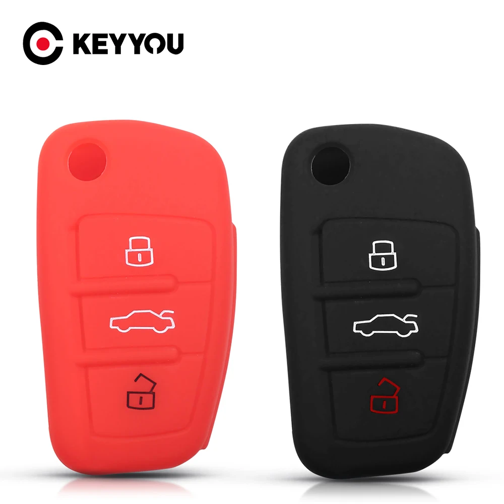 KEYYOU-funda de silicona para llave de coche, accesorio Protector para Audi Sline A3, A5, Q3, Q5, A6, C5, C6, A4, B6, B7, B8, TT 80, S6