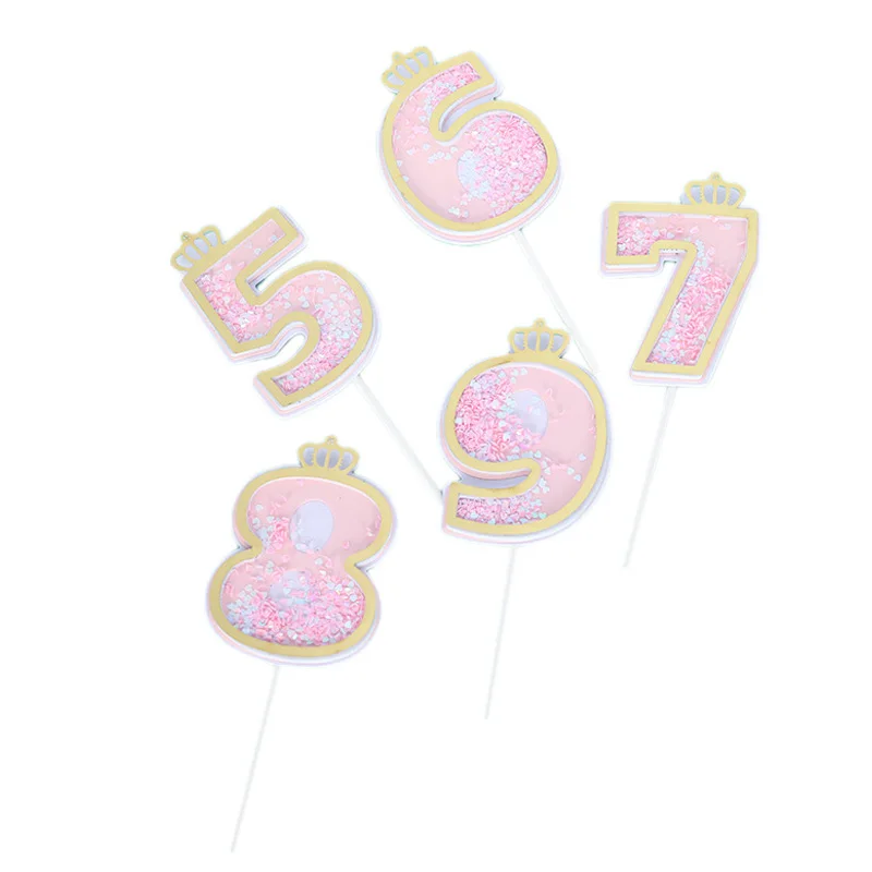 Sequins Digital Candle Birthday Number Cake Candle 0 1 2 3 4 5 6 7 8 9 Cake Topper Girls Boys Baby Party Supplies Decoration