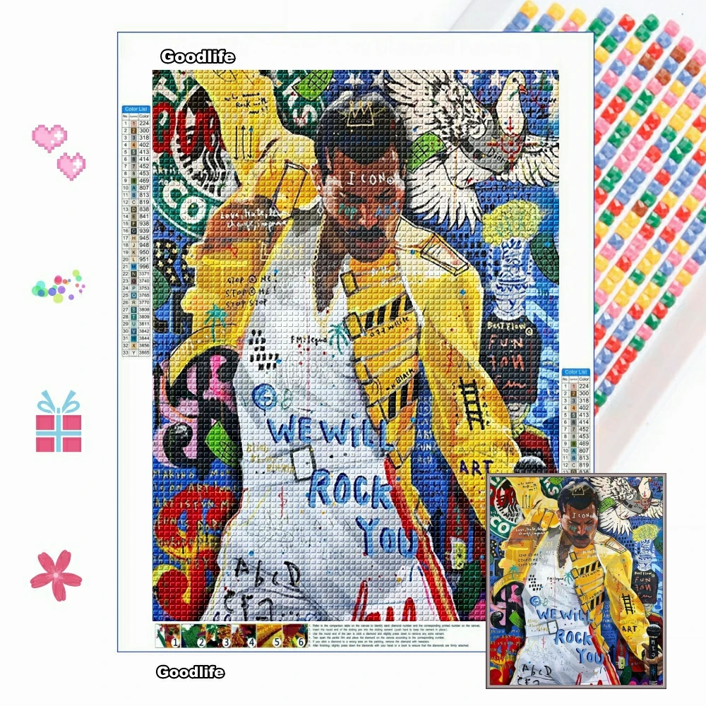 5D DIY Diamond Embroidery Graffiti Pop Art Freddie Mercury Bohemian Rock Music Star Diamond Painting Cross Stitch Kit Home Decor