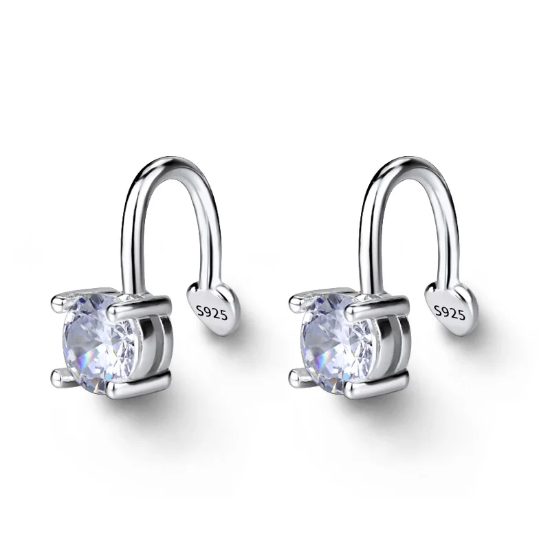 Small Cubic Zirconia Earring Clip Simple Earring Cuff  Without Pierce Fine Ear Jewelry For Lady Girls