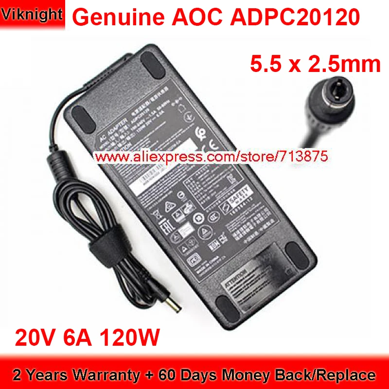 Genuine for AOC ADPC20120 AC Adapter 20V 6A 120W Charger for PHILIPS AG271QG 350LM00005 BENQ EX3203R EX3501R EX3501-T Monitor