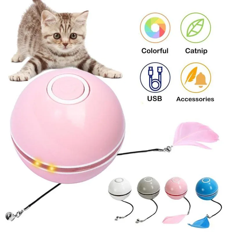 

Electric Cat Toys Ball Interactive USB Charging Automatically Rolling Cat Supplies Teasing Ball LED Luminous Cat Toy