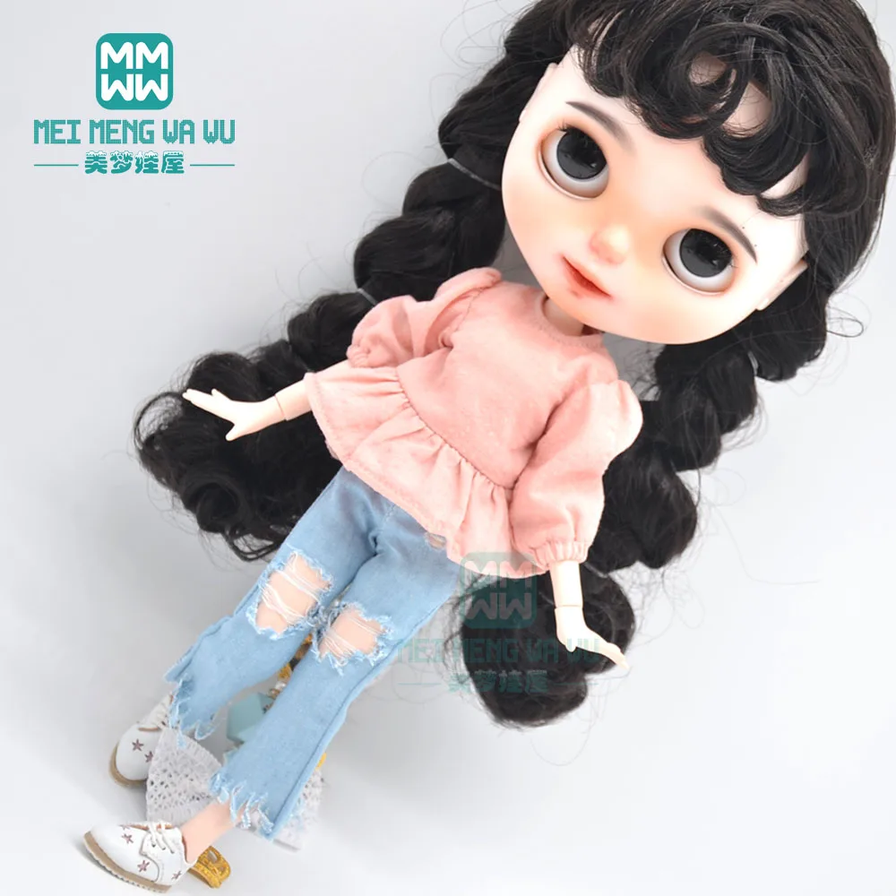 Blyth clothes fashion Lantern sleeve shirts, jeans, shorts for 28-30cm Azone OB23 OB24 doll accessories