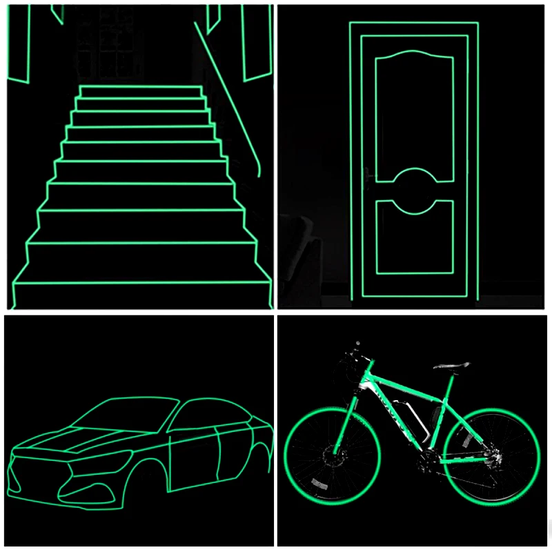 VOOFENG – bande autocollante lumineuse photoluminescente, auto-adhésive, scène de décoration de la maison, bande d'avertissement de 5 mètres de long