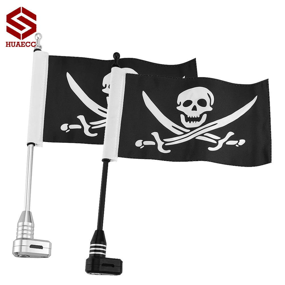 For Honda Goldwing GL1800 GL1500 GL1200 2001-2011 For Harley Touring Motorcycle Motorbike Rear Mount Flag Pole Skull Flag