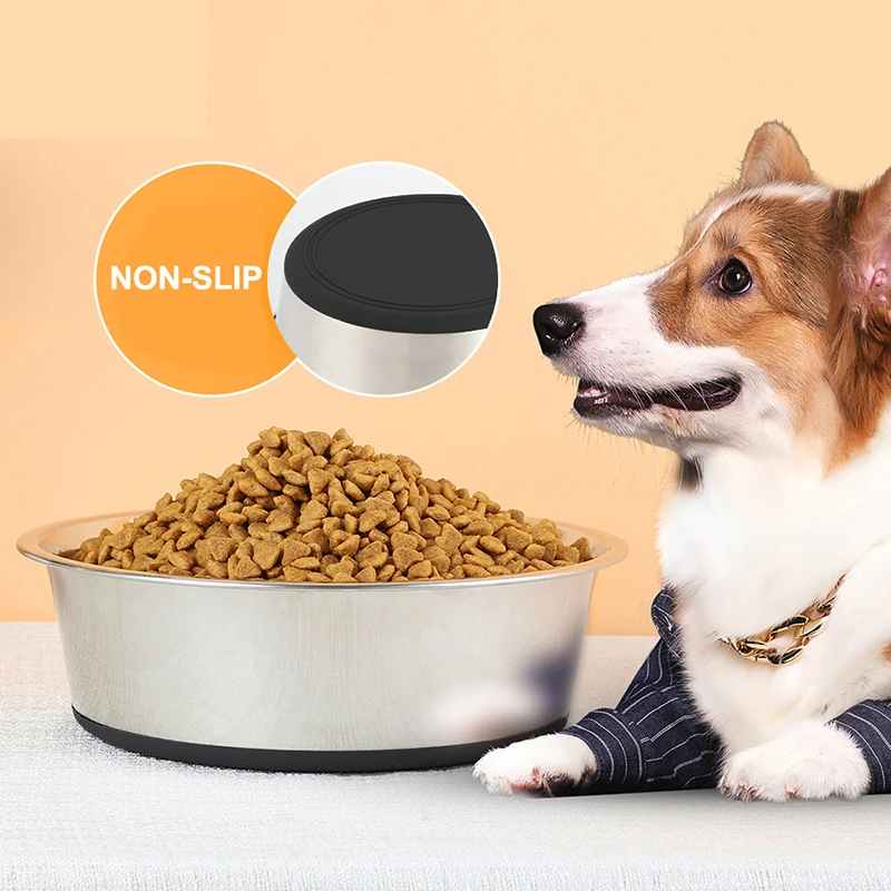 Benepaw Anti Skid Stainless Steel Dog Bowl Water Food With Silicone Mat No Spill Durable Nontoxic Pet Feeder Puppy Drinking