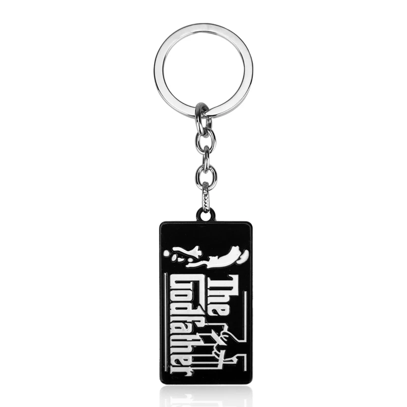 The Godfather Tag Pendant Keychain Charm Jewelry Metal Keyring Key Holder For Father's Day Gift Souvenir Trinket