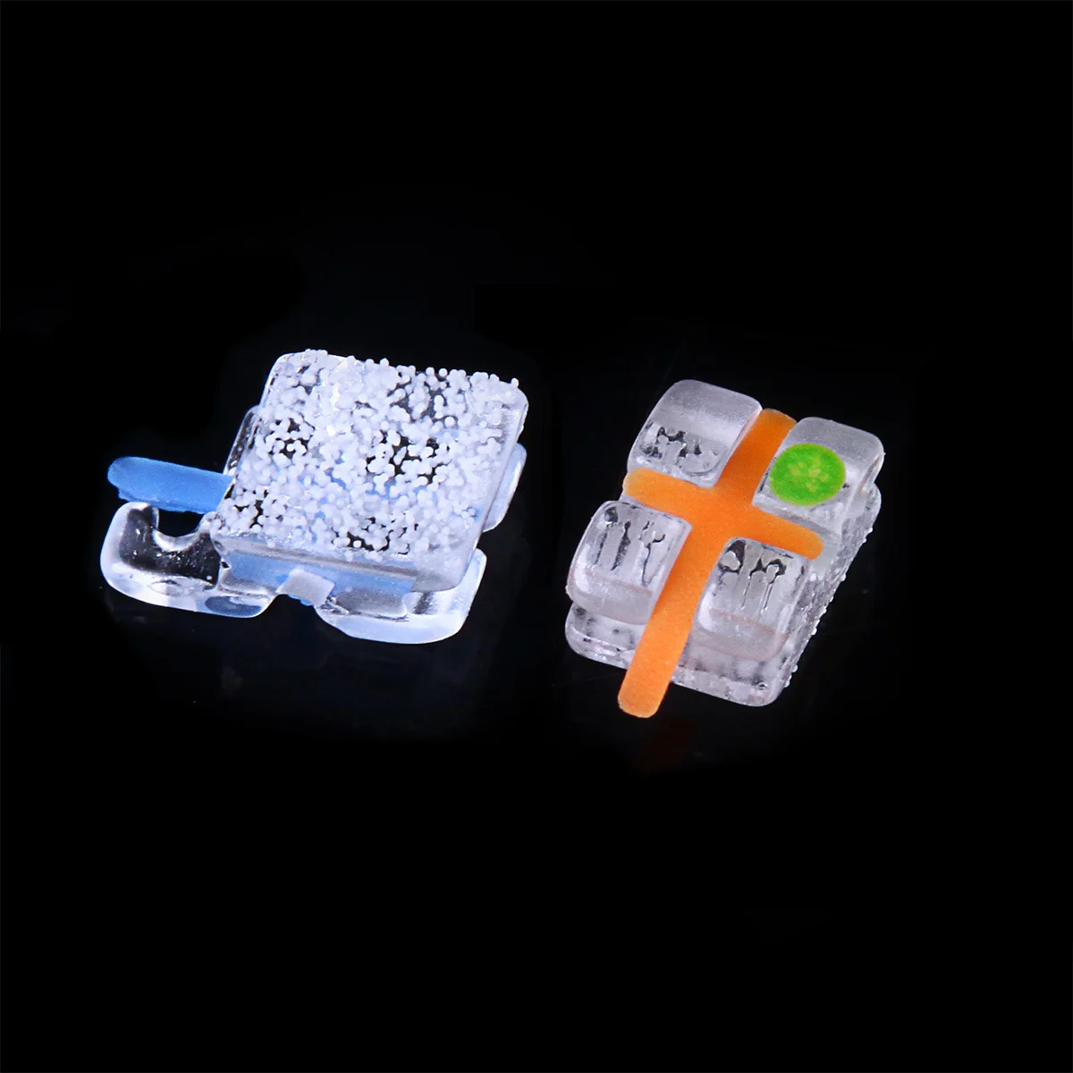 AZDENT Dental Orthodontic Monocrystalline Sapphire Bracket Mini Roth /MBT 0.022 Hooks 345 with Buccal Tube Transparent Braces