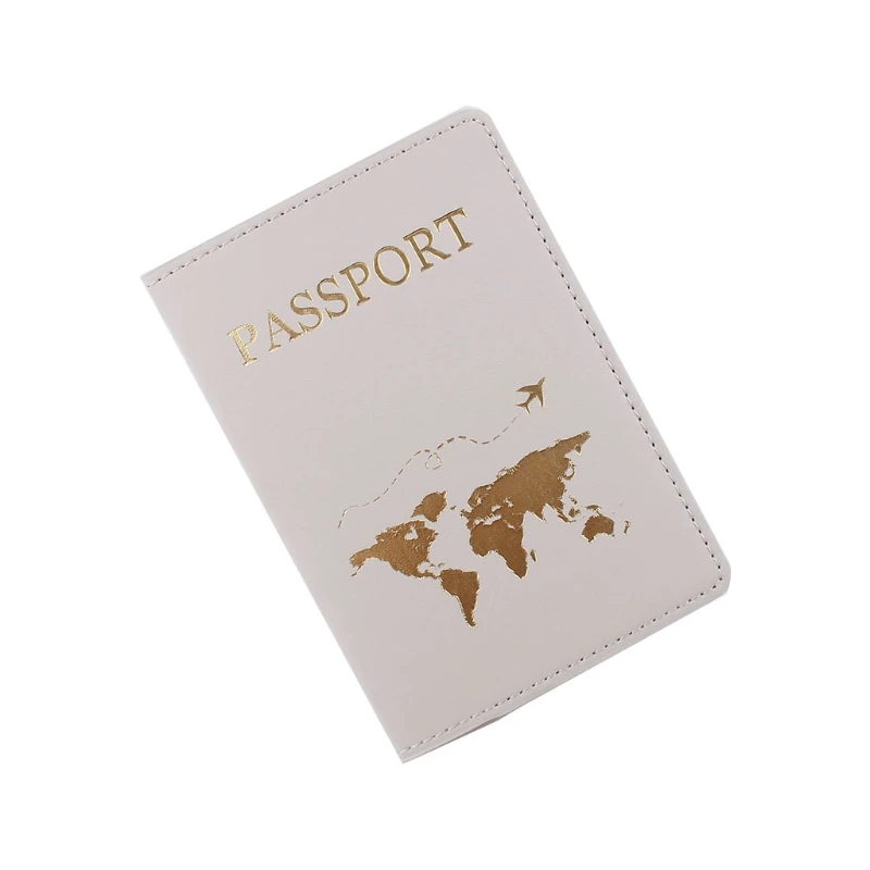 Simple Fashion Passport Holder World Map Thin Slim Personalized Travel Wallet Gift PU Leather Card Case Cover Unisex