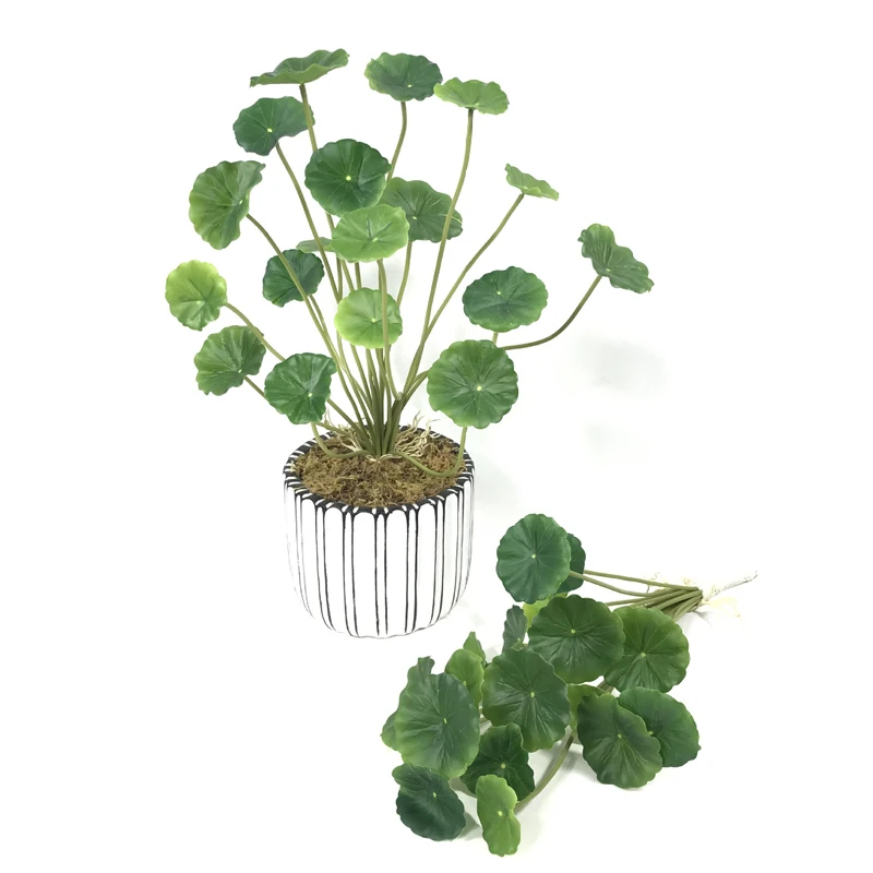 37cm 18 Heads Artificial Lotus Plants Green Leaves Plastic Tree Fake Bonsai Plants Real Touch Copper Leafs For Home Office Decor