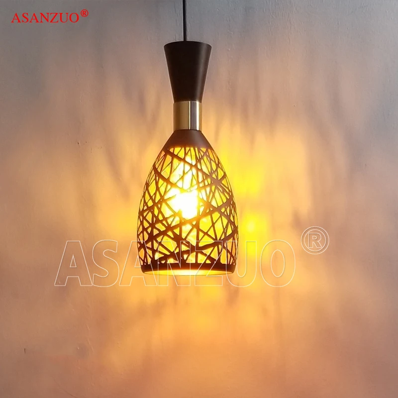 Black Gold hollow Metal Cage Pendant Lights Nordic Dining Room Hanging Lamp Bar Cafe creative Vintage light fixtures E27