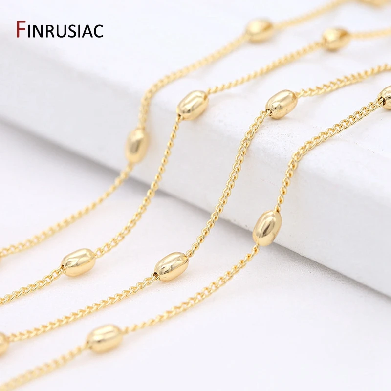 3*5mm bead Chain 14k gold plated Chain Supplies handmade DIY sweater chain earrings necklace bracelet making material
