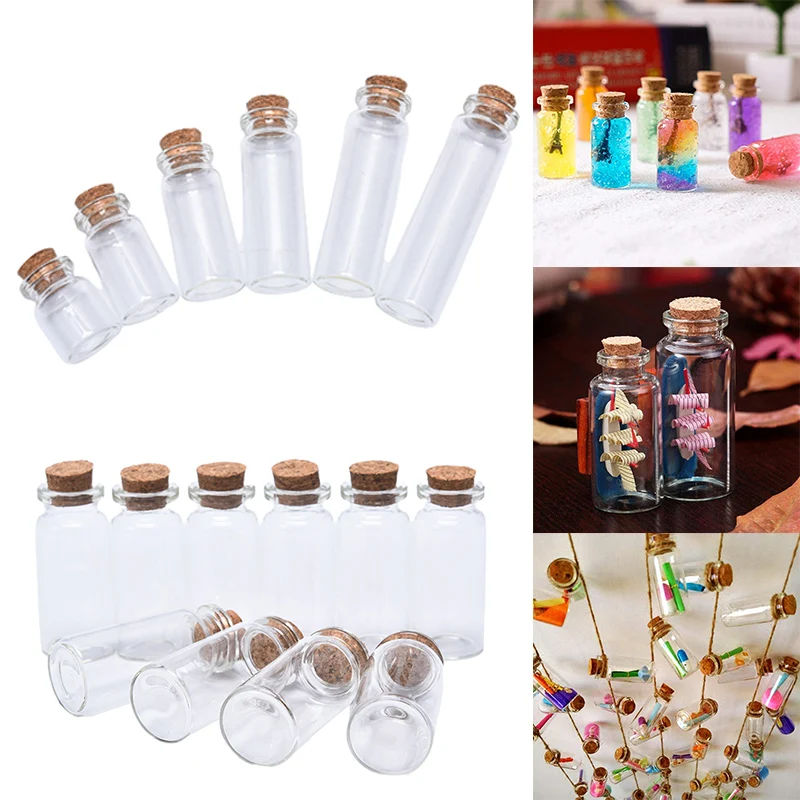 10Pcs 5/8/10/12/15/20ml Christmas Wish Bottles Small Empty Clear Cork Glass Bottles Vials For Holiday Wedding home Decor Gifts