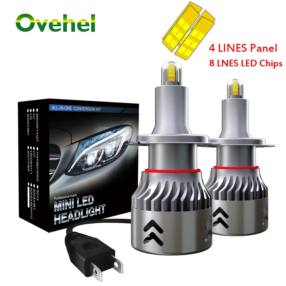 

OVEHEL Car Lights 8 Sides 14000LM H8 H11 LED Lights H7 LED Headlight H1 H3 9005 9006 CSP Chip Bulb 6000K Fog Lights 12V 224V PCS