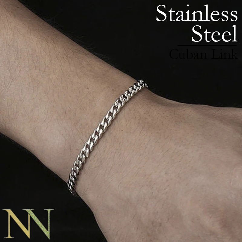 Made by Nami Bracciale a maglie cubane in acciaio inossidabile per donna - Bracciale cubano minimalista a catena - Bracciale a catena d'oro per donna Made by Nami Bracciale a maglie cubane in acciaio inossidabile per donna - Bracciale cubano minimalista a catena - Bracciale a catena d'oro per donna
