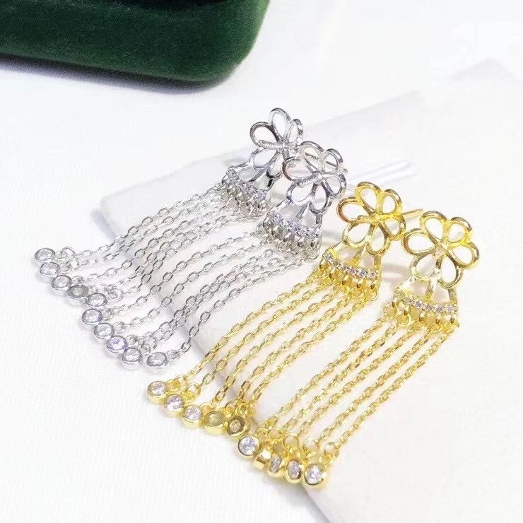 

Beautiful 925 Sterling Silver Earrings Findings Mountings Settings Jewelry Parts Fittings for Agate Beads Crystal 3 pairs/lot