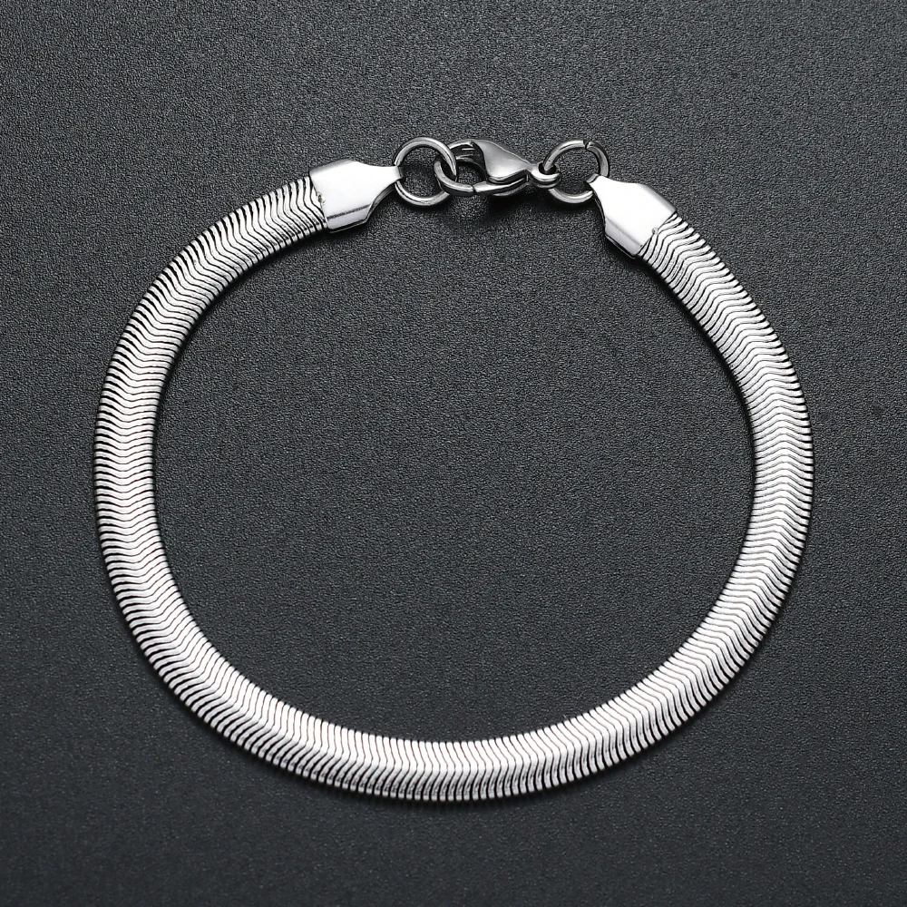 Hot sale width 6MM 316L stainless steel snake chain bracelet fashion titanium steel Link bracelet for men and women drop ship