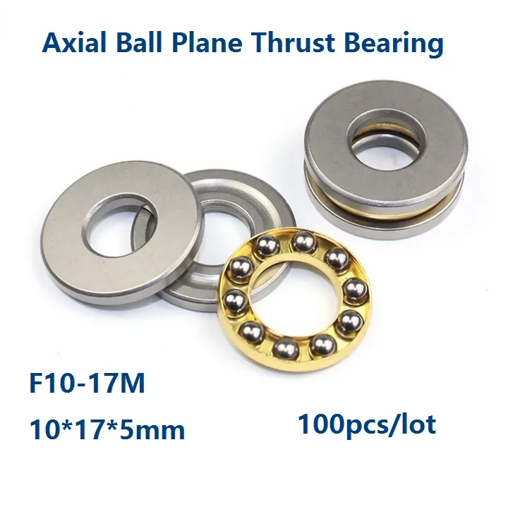 

100pcs/lot F10-17M 10×17×5mm High Quality Axial Ball Plane Thrust Bearing plane ball bearing 10*17*5mm