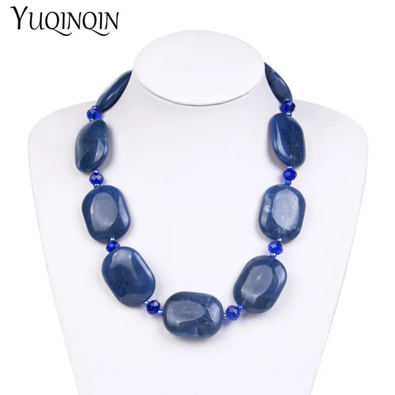 Fashion Big Long/Custom Choker Necklaces Female Statement Vintage Necklace Women Natural Stone Resin Acrylic Designer Necklace