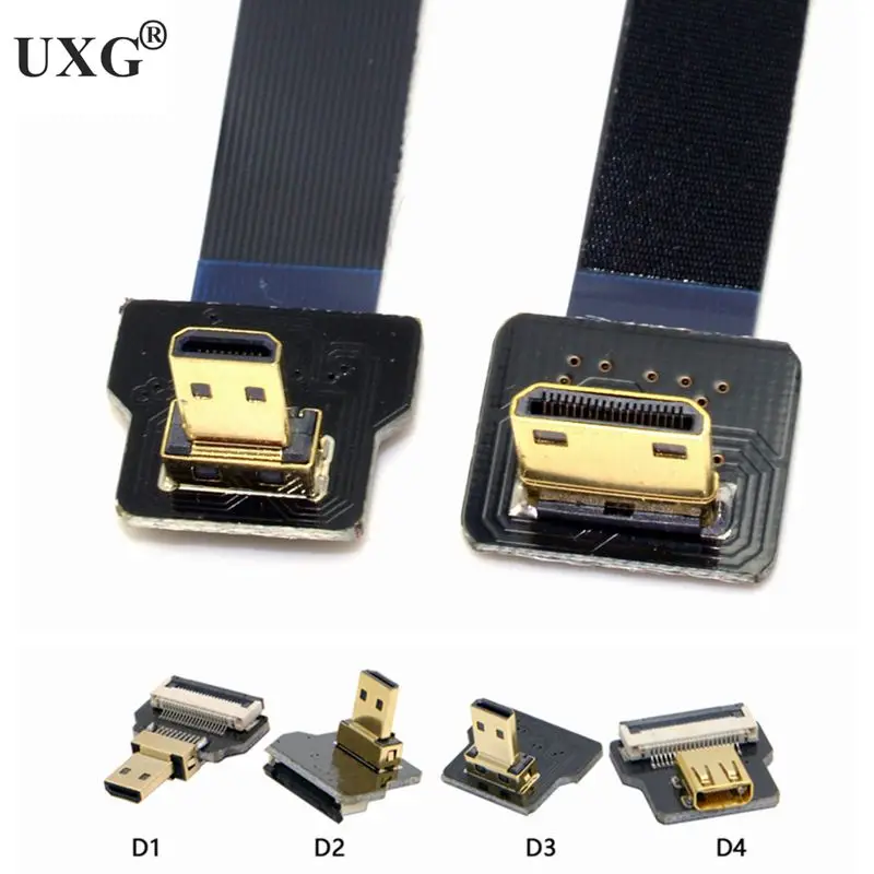 Fpc Micro Minihdmi-Compatibele Kabel 90 Graden Up Down Hoek Adapter Voor Raspberry Pi Dji Uav Ptz Slr Camera tv/Projector