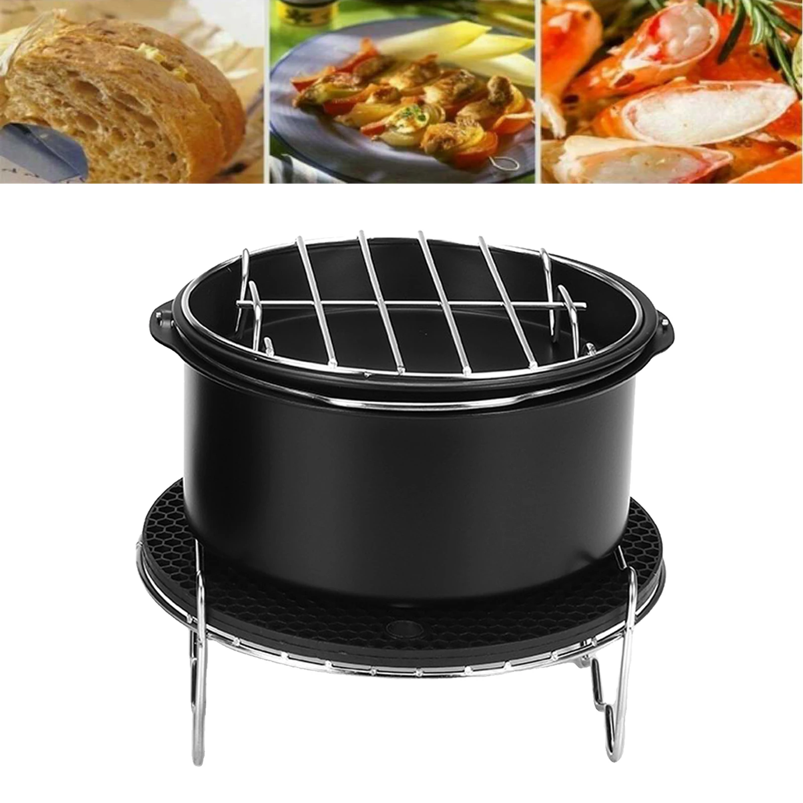 Air Fryer Acessórios Incluindo 6 Polegadas, Bolo Barril, Assadeira, Panela, Grill,Pot Pad, Pot Rack com Silicone Mat