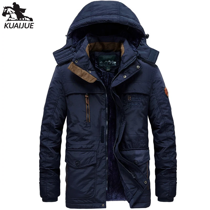 Winter Jacket men parka Detachable hat jacket Mens Plus velvet thickening Hooded Windbreaker coats mens casual warm jackets coat