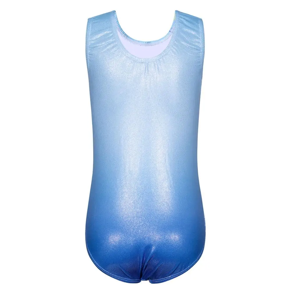 BAOHULU Mädchen Sleeveless Ballett Trikot Melodie Musik Muster Gymnastik Trikot Ein Stück Shiny Gradienten Ballett Kleid Tanz Tragen