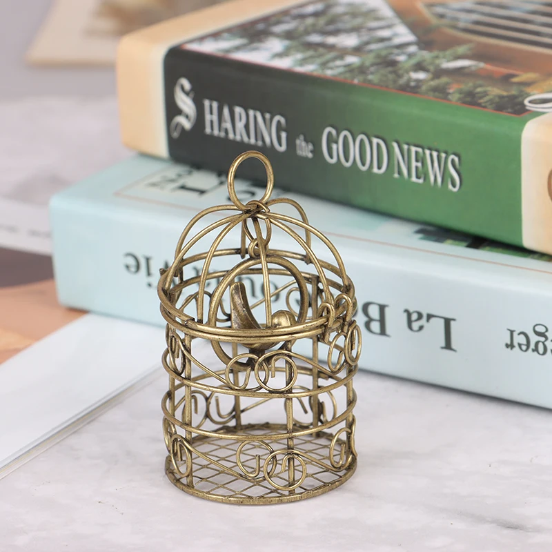 73mm*45mm 1:12 Dollhouse Miniature Furniture Metal Bird Cage For Dollhouse Decor Birdcage Size: