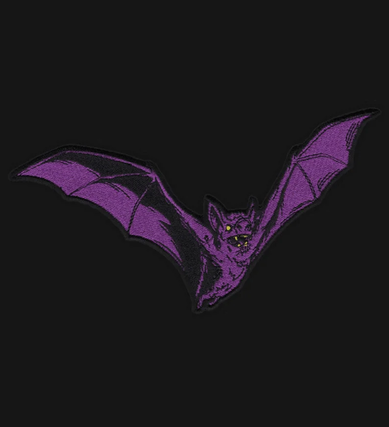 Purple Bat Embroidered Patches Iron on Patches for Clothing Hallowmas Embroidery High Quality Badges Appliques DIY Free Shipping