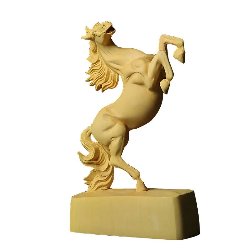 XS194-15 * 9*3 CENTIMETRI Intagliato A Mano in legno di Bosso Intagliare Figurine Cavallo Feng shui Statua Complementi Arredo Casa-Maxima Scultura