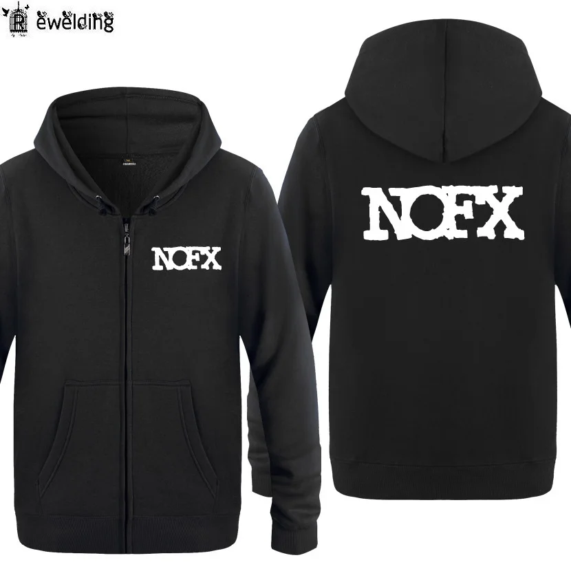 Zipper Hoodies Men Music Rock NOFX Letter Mens Hoodie Hip Hop Fleece Long Sleeve Man's Jacket Sweatshirt Skate Tracksuit Coat