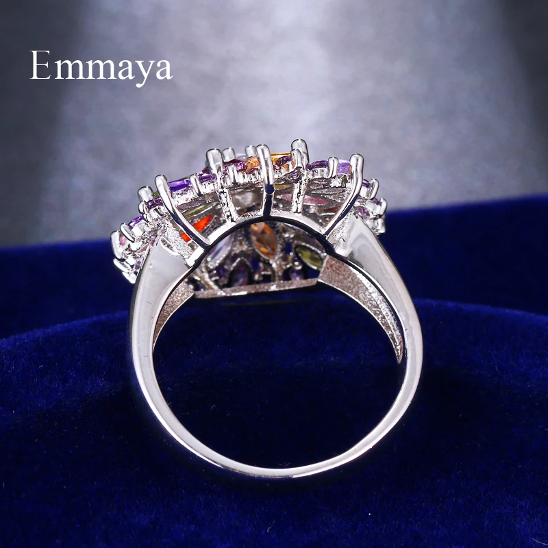 Emmaya Charming Dress-up For Women&Girls Ring Blooming Colorful Flower Shape Purple Zirconia Around Lovely Bridal Wedding Gift