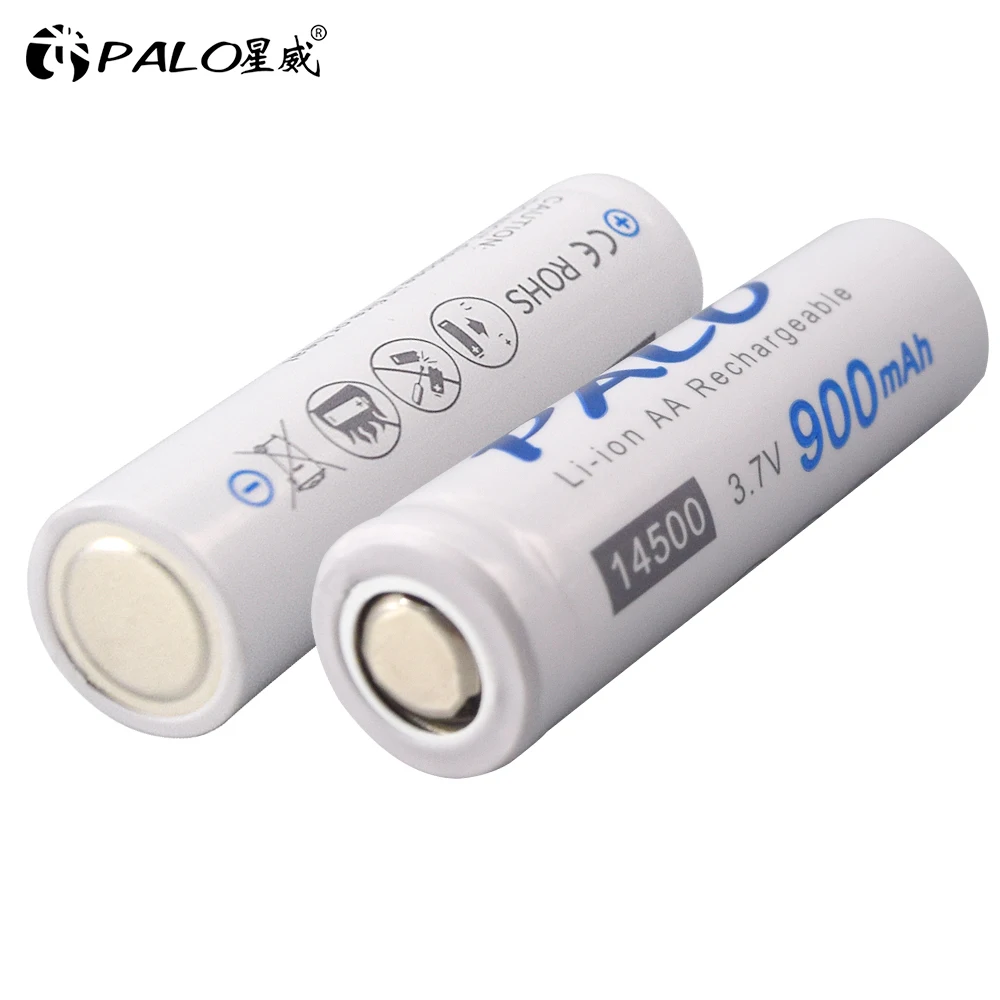 Bateria PALO 14500 AA 3.7V 900mAh 14500 akumulator litowo-jonowy do baterii LED bateria do latarki akumulator